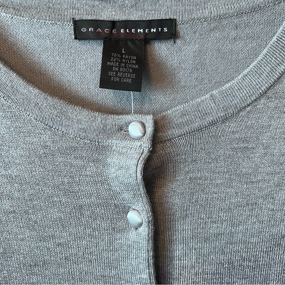 Grace Elements Cardigan - New Women | Color: Grey | Size: L office, casual,party - Picture 5 of 10
